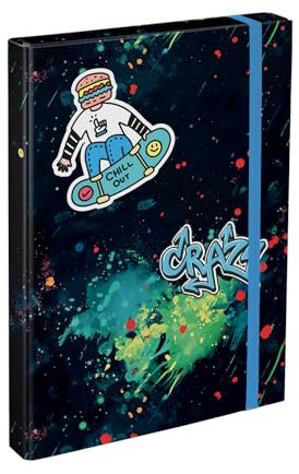 Baagl Heftbox für Schulranzen - Heftmappe A4 für Kinder mit Gummiband und Innenklappen - Sammelmappe, Sammelbox mit Gummizug für Jungen (Chill)