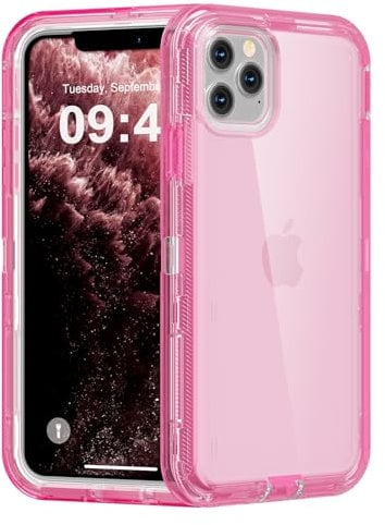 Follaroma for iPhone 11 Pro Max Case, Heavy Duty Shockproof Protection Phone Cases, Anti-Drop, Dual Layer Transparent Protective Cover Compatible with iPhone 11 ProMax, 6.5 inch, Crystal Pink