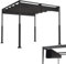 LZQ Pergola Tonnelle 3 x 3 m avec cadre en acier robuste et toit ouvrant réglable, toit de terrasse en polyester revêtu de PA, protection solaire résistante aux intempéries, pour jardin et terrasse