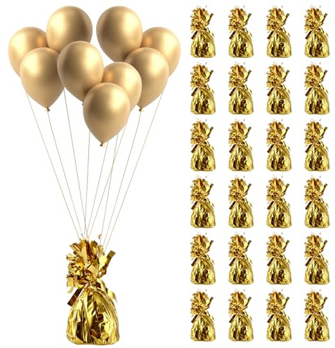 APACALI 24 pesi per palloncini a elio, per palloncini, coni a elio, 170 g, in lamina argentata, per decorazione da tavolo, oro