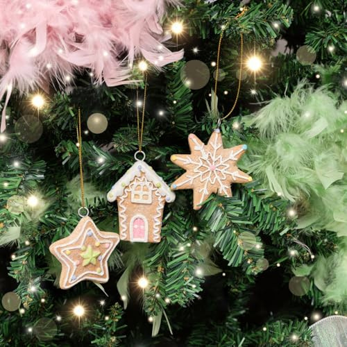 Melody Maison Set of 3 Assorted Colourful Gingerbread Cookie Christmas Tree Baubles