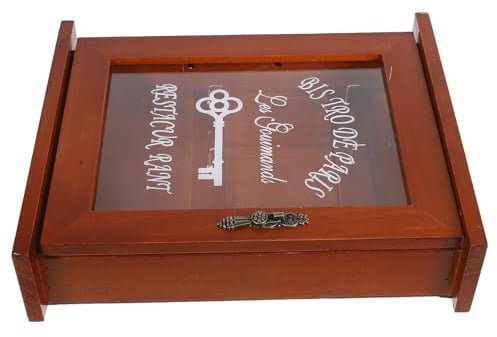 BESTOMZ Boîte de Rangement à Clés Murale en Bois et Verre, Design Rétro Élégant, Facile à Transporter, Maison Occasions Spéciales