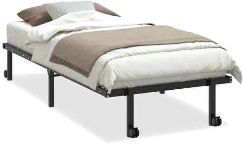 HFXHIJXQ Metall Bettgestell Klappbar 90x190 cm Schwarz mit Stauraum & Rollen Modernes Design Robust und Langlebig für Schlafzimmer Gästebett Klappbar mit Lattenrost
