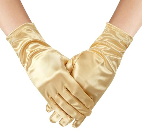 ztowoto 1 Paar Kurz Satin Handschuhe für Damen，Kurz 1920s Handschuhe für Hochzeit Party Oper Party Bankett Kostüm