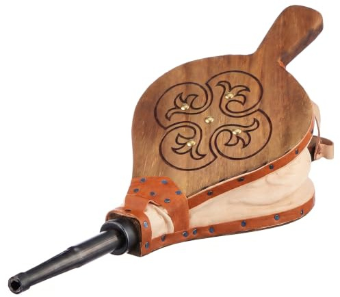 MGE - Soufflet de Cheminée En Bois Naturel 43 cm avec Embout Métallique, Ravive Braises Et Flammes Sans Électricité, Pour Poêle À Bois Et Barbecue, Fabrication Artisanale Espagnole, Blanc