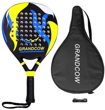 Pala de pádel Palas de Padel ligera para mujeres jugadoras en forma de lágrima, núcleo de EVA suave, superficie de fibra de vidrio, raqueta de principiante a intermedio, apta para brazos, 38 mm (negro