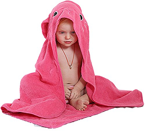 Baby Badehandtuch mit Kapuze, Chickw1 Baby Badehandtuch Mikrofaser Kinder Kapuzenhandtuch Warm und kuschelig Baby-Badetuch (Rot)