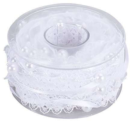 Strings Band Perle Satinband und Organza Band für Hochzeit Winter Weihnachten Schneeflocke Trim Handwerk Dekoration (weiß)