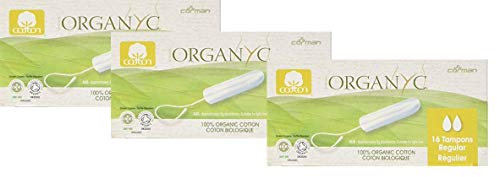 organy Organyc 100% Organic Cotton Tampon Regular 16 Count(Pack of 3) Total 48