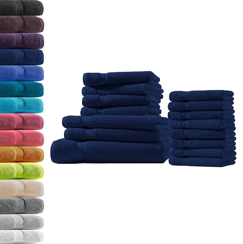 1x Badetuch + 2X Duschtuch + 4X Handtuch + 8X Gästetuch | Navy | 100% Baumwolle Frottier | Oeko-TEX® Standard 100 | Premium Qualität 500 g/m²
