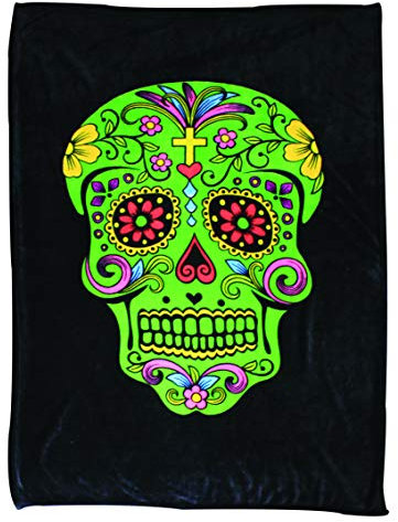 Karma Konnection Sugar Skull Day of The Dead Fleecedecke, 114 x 152 cm