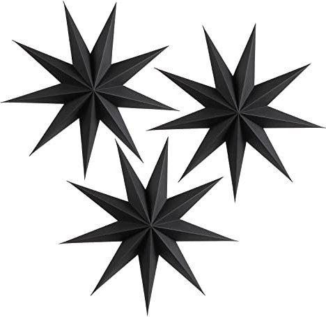 EASY JOY Black Christmas Paper Stars 9 Pointed 12 Inch Hanging Paper Stars Lanterns Decorations for Birthday Christmas New Year Home Party Decorations