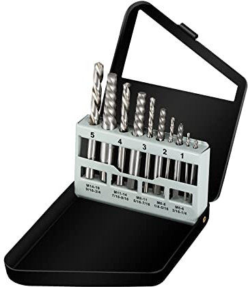 COMOWARE Screw Extractor & Left Hand Drill Bit Set- Broken Bolt Remover HSS M2, 10pcs with Metal Index Case