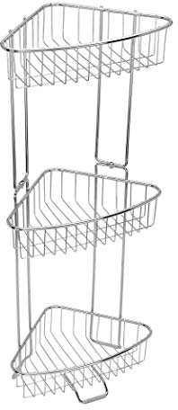 ToiletTree Products Organizador de suelo de ducha de acero inoxidable a prueba de óxido, 3 niveles (requiere montaje, destornillador incluido) (plegable)