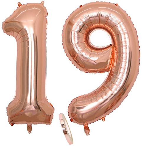 2 Luftballons Zahl 19, Nummer 19 Luftballon Rosegold Mädchen,40 Aufblasbar Helium Folienballon Roségold Ballons Figuren,Riesen Ballon für Geburtstag Party Dekoration, Abschlussball (xxxl 100cm)