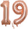 2 Luftballons Zahl 19, Nummer 19 Luftballon Rosegold Mädchen,40 Aufblasbar Helium Folienballon Roségold Ballons Figuren,Riesen Ballon für Geburtstag Party Dekoration, Abschlussball (xxxl 100cm)