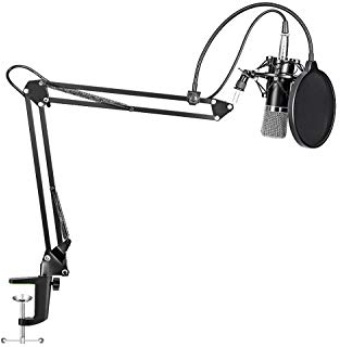 MAONO AU-A03 XLR Condenser Cardioid Microphone with Boom Arm Kit Pop Filter, Black