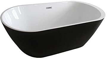 HOME DELUXE - baignoire sur pied - baignoire sur pied design Codo noir - dimensions : environ 170 x 80 x 58 cm - capacité : 204 litres - avec accessoires complets.