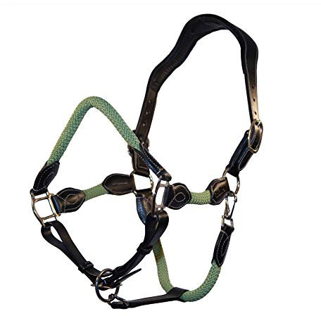 indira Seil-Leder-Halfter pro Flex PP-Strick-Echtleder (Full-Warmblut, Grün 01)