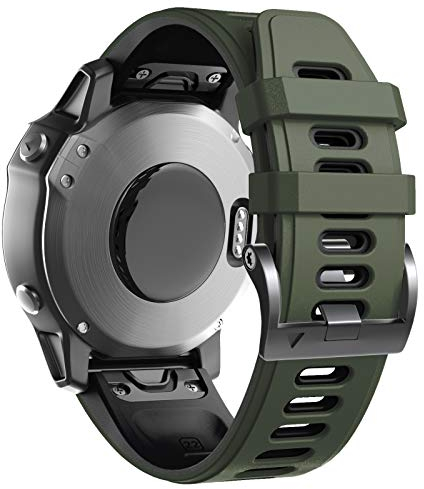 ANBEST Armband für Garmin Fenix 6 Pro/7 Pro/Epix 2/Fenix 8 47mm Armband, 22mm Quick Fit Armbänder für Fenix 7/6/5/Epix Pro 47mm/Descent G1/Forerunner 955/945/965 Silikon Ersatzarmband, Armee Grün