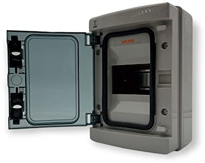 EDELIZON Verteilerkasten Aufputz IP65 8-12 Module (4 Module) - Grau, Kunststoff, Wasserfest, Enthält: Verteilerkasten Aufputz, Hutschiene, 2 PE/N Klemmen, Markierband