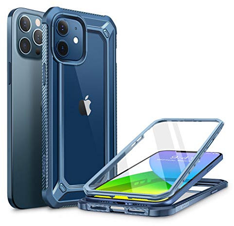 SUPCASE Unicorn Beetle EXO Pro Series Case for iPhone 12 / iPhone 12 Pro (2020 Release) 6.1 Inch, with Built-in Screen Protector Premium Hybrid Protective Clear Bumper Case (Aqua)