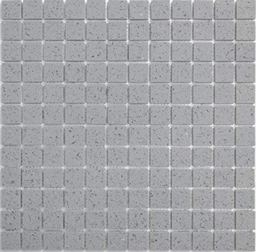 Mosaik Fliese Quarz Komposit Kunststein Artificial grau MOS46-ASM23_f