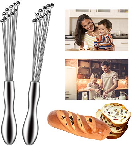 2 Stück Edelstahl-Kugelbesen zum Kochen, 25,4 cm, Draht-Ei, manuelles Rührbesen-Set für Klopfsoßen, Creme, Mischen, Rühren