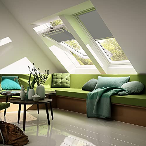 VELUX Original Sichtschutzrollo (RFL), Weisse Seitenschienen, S10, 610, 10, Grau // RFL S10 4161SWL