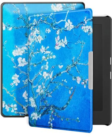 Lunso - Compatible avec Kobo Aura H20 Edition 1 housse (6,8 pouces) - sleep cover - Van Gogh Amande fleur