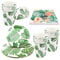 Lot de 96 vaisselles de fête hawaïennes pour 24 invités, feuilles de palmier, assiettes en papier, tasses, serviettes de table, pour décoration de fête d'anniversaire d'été dans la jungle tropicale