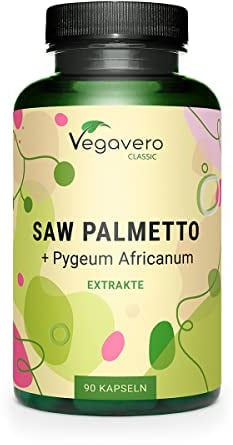 Saw Palmetto 10000 mg | Avec Pygeum Africanum | Extraits Fortement Dosé | 45% Acides Gras & 10% Stérols | Prostate & Confort Urinaire Homme | VEGAN & Sans Additifs | 90 Gélules | Vegavero®