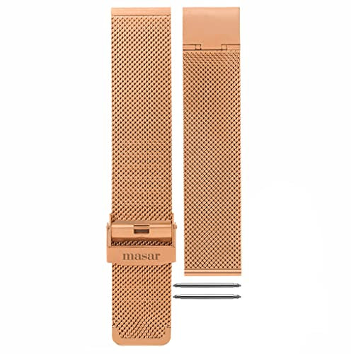 masar 14mm - Universel - Rose Gold Bracelet de Montre Maille Milanaise Milanais - Femme - Doré - Or Rose - Milanese Mesh Acier Inoxydable - MBM0014R