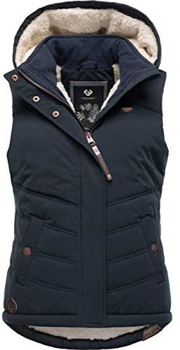 Ragwear Damen ärmellose Outdoorweste warme Winterjacke wasserdicht mit abnehmbarer Kapuze Hesty Intl XS-6XL