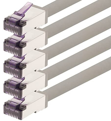 1aTTack.de - 0.5m - CAT6a Superflex Ethernet Gigabit LAN network cable RJ45 CAT6 A patch cable 10000 Mbit s SFTP PIMF 500 MHz compatible with CAT6 CAT5 - gray - 5 pieces