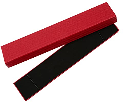 Jagowa Necklace Box Jewellery Gift Box Organiser Long Chain Pendant Display Case with Lid Rectangle Jewellery Storage Case for Wedding Mother’s Day Birthday Gifts (Red)