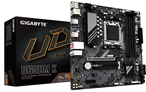 GIGABYTE B650M K (AM5/ LGA 1718/ AMD/ B650/ Micro-ATX/Garantie 5 Ans/ DDR5/ 2X PCIe 4.0 M.2/ PCIe 4.0/ USB 3.2 Gen2 Type-C/2.5GbE LAN/Carte mère)