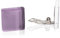 Statement Ohrclips Damen ohne Ohrlöcher • Quadratische Clip Ohrringe in lila • Handmade Edelstahl Schmuck aus Glas • 20x20x3 mm