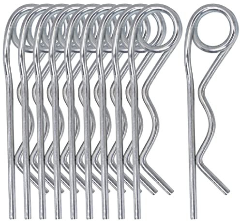 SKIR'CO (10 Stück) Federsplinte aus verzinktem Stahl 2 mm, Doppelring R Clips, R-förmiger Federsplint