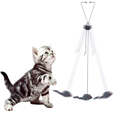 Nupaque Interaktives Katzenspielzeug - Mouse Hangings Cat - Interaktives Spielzeug Türbehänge zum Katzenfangen | Hängendes Katzenspielzeug mit elastischem Band für Übungen und Jagen – für Hauskatzen