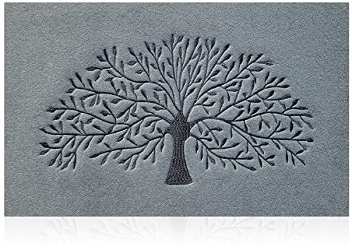 AOAOPQ Entrance Door Mat Dirt Tree of Life Doormats for Indoor Outdoor Door Mats Indoor Washable Barrier Mat Heavy Duty Non Slip Rug 60x90 Light Grey