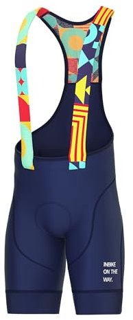 INBIKE Salopette Ciclismo Uomo Estivi Imbottite 3D Pantaloncini con Bretelle da Bici da Strada MTB Asciugatura Rapida Traspirante(Blu Navy,S)