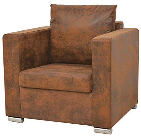 BULANED Sessel, Sessel Wohnzimmer, Lesesessel, Stillsessel, Ohrensessel, Fernsehsessel, Braun Wildleder-Optik