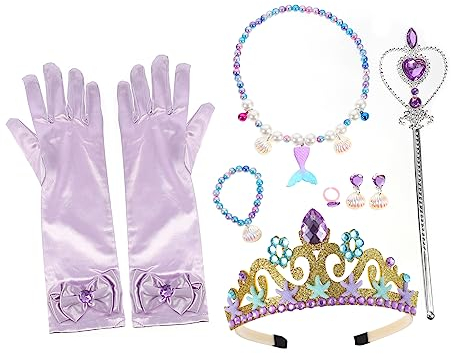 BCOATH 1 Satz Meerjungfrau Dekoration Mädchen Meerjungfrau Armband Ring Ohrring Set Pearl Necklace Meerjungfrau Prinzessin Kostüm Perlenarmband Spielzeug Ohrringe Polyester Füllstoff Kind