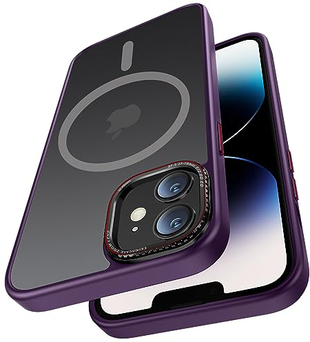 PuyaTeya handyhülle für iPhone 12 Hülle,iPhone 12 pro Hülle,mit Magnetisch Kratzfeste Schutzhülle,Transluzente Matte Anti-Fingerabdruck Hülle für iPhone 12/iPhone 12 pro 6.1 (Lila)