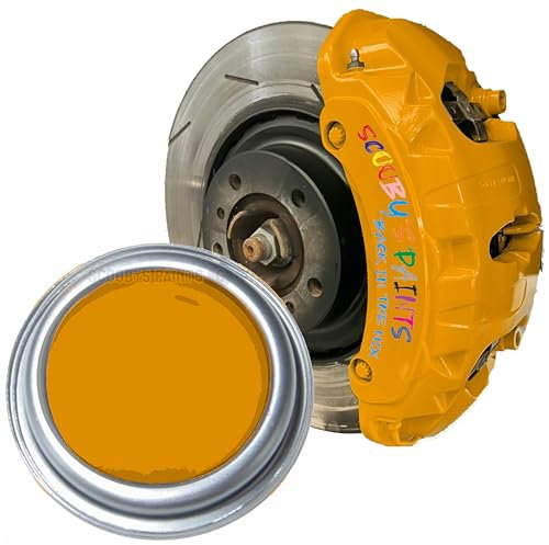 SCOOBYS PAINTS BACK IN THE MIX High Heat Resistant Gloss Brake Caliper Paint Wheel Engine Restore Metal (250Ml, Chrome Yellow)