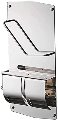 Free standing toilet paper holder Toilet Paper Holders Tissue Holder Stainless Steel Paper Towel Holder with Cover And Storage Shelf Bookend Toilet Roll Holder for Bathroom Toilet paper holders