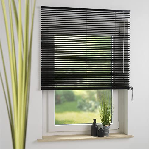 Aluminium-Jalousie, Wand -und Deckenmontage, Breite: 140 cm/Länge: 160 cm, Farbe: schwarz