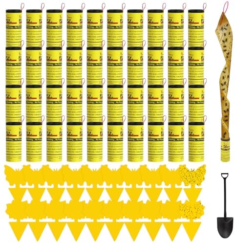 60 Piezas trampas para Moscas, 40X Atrapa Moscas Tiras y 20X Trampa para Mosquitos Amarillo en Total, Atrapa Mosquitos Insectos