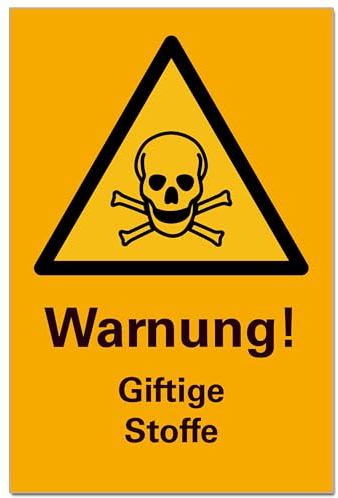 Warnung Giftige Stoffe Schild Hinweisschild Allgemein Orange PVC 300 x 200 x 3 mm Vorgebohrt B1-Zertifiziert